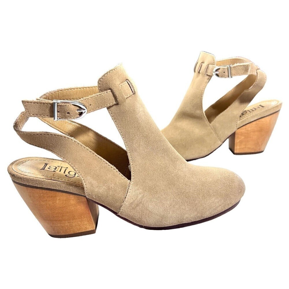 Latigo Simon Leather Suede‎ Closed-Toe Slingback sandal Booties Brown Size 8.5 M